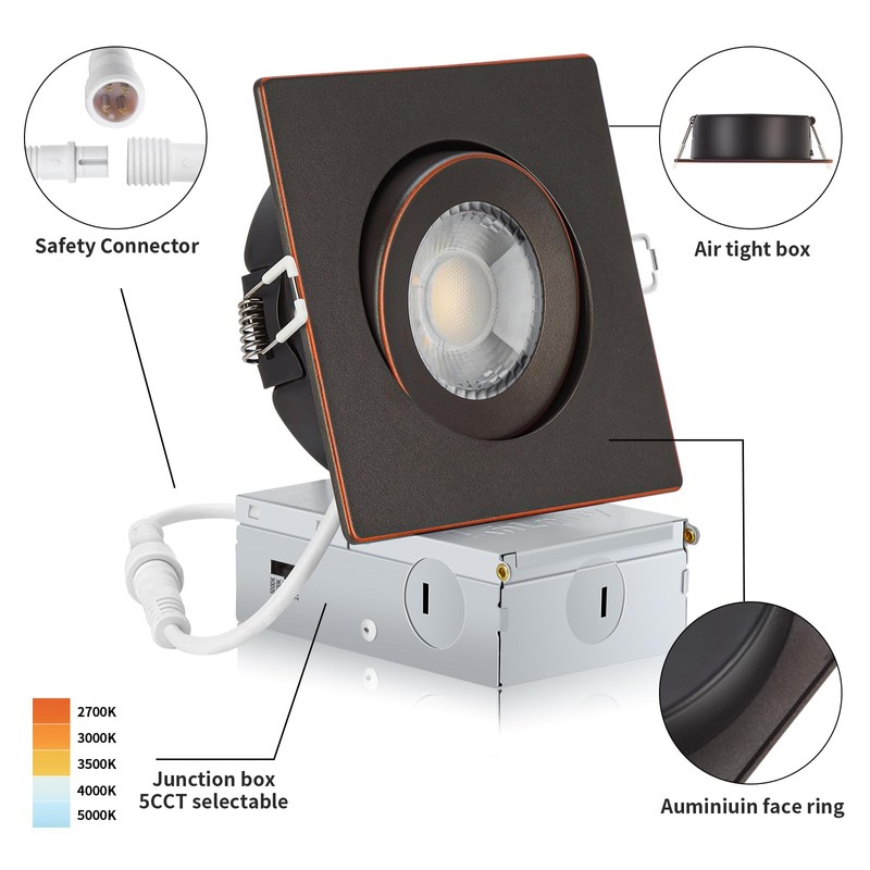 KnLnny Ware Oil Rubbed Bronze Recessed Lighting Square 4 inch