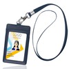Badge Holder, Arae PU Leather Vertical ID Badge Card Holder