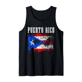Puerto Rico Frog Vintage Puerto Rican Flag Pride Tank Top