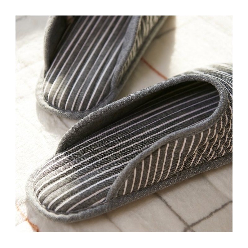 JAJU [JAJU] Quilted Simple Line Washable Living Room Slippers (Men's)
