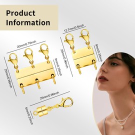 Cabipeove Necklace Layering Clasps, 3Pcs Layered 18k Gold Necklaces for Women, Necklace Separator for Layering, Jewelry Clasps for Necklaces