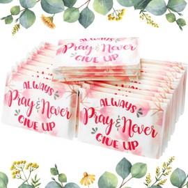 Geyee 100 Pcs Bible Verse Pocket Tissues Travel Packs Bulk Individual Travel Size Mini Slim Christian Facial Tissues Always Pray Never Give up for Toilet Wedding Party Daily Use
