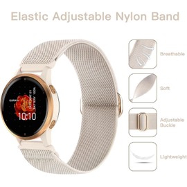 EverAct 5PACK 18mm Nylon Elastic Straps Compatible with Garmin Vivoactive 4S, Garmin Vivoactive 3S, Garmin Venu 2S/Venu 3S,Soft Elastic Fabric Wristband for Forerunner 255S/ 255S Music/ 265S