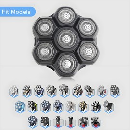 Universal 7 Magnetic Replacement Blades for ROSSIFUR Lovcoyo Gisaae Bazivve ElectriBrite Freebird Grooming Kensen Head Shaver Replacement Heads (Black 7Magnetic)