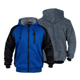 FONIRRA Hi Vis Hoodie for Men Sherpa Fleece Safety Jackets Zipper High Visibility Construction Work Sweatshirts with Black Bottom