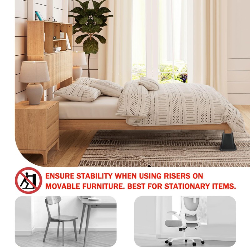 ANNKUT 6 Inch Heavy Duty Bed Risers, Furniture Risers for