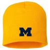 Michigan Primary Logo Solid Knit Beanie - Gold with Navy