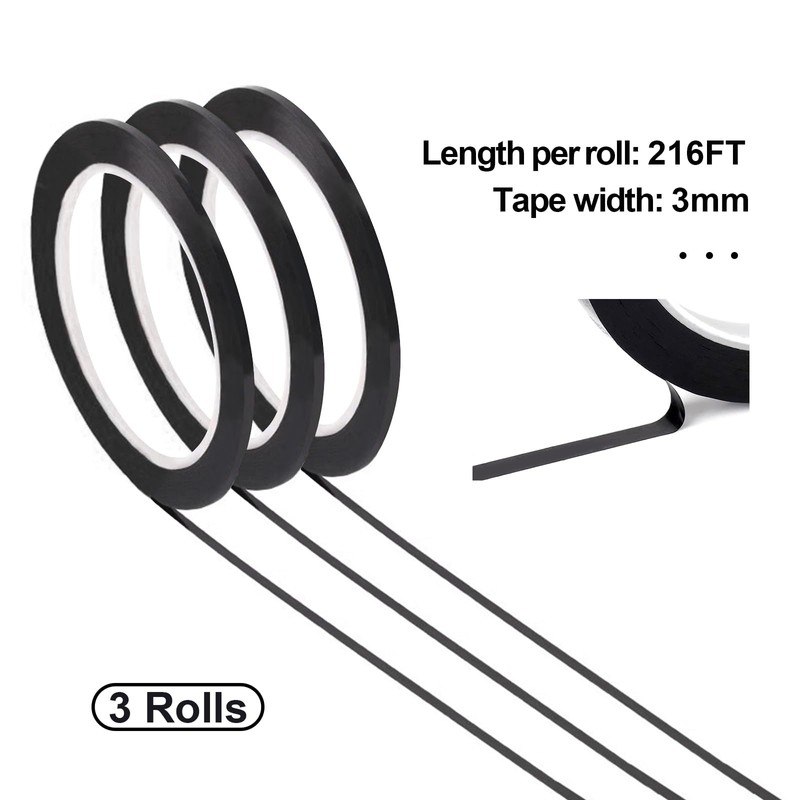 Medsuo 3 Rolls of Black Whiteboard Grid Marking Tapes 3
