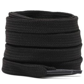 DELELE Solid Flat Shoe Laces: Hollow Thick Shoelaces for Sneakers 2 Pair, 02 Black, 39 inch (100CM)