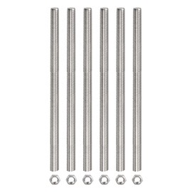 MECCANIXITY 6 Pack M8 x 350mm Fully Threaded Rod with 6 Pack Hex Nuts, 1.25mm Thread Pitch 304 Stainless Steel Right Hand Threaded Rods Bar Studs