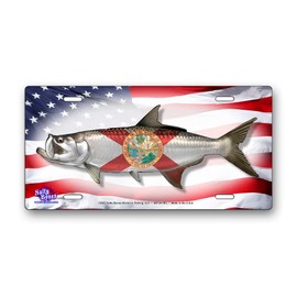 Salty Bones Florida Tarpon on American Flag License Plate