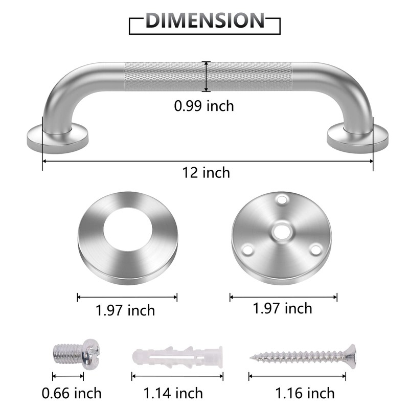 2 Pack 12 Inch Grab Bars for Bathtubs and Showers,