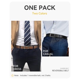 CHAOREN Belt Men 1 Pack - 1 3/8" Reversible Leather Belt for Casual Dress