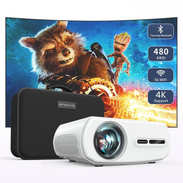 Outdoor Projector: ONOAYO Projector, Projector 4K Support with WiFi and Bluetooth,480 ANSI 18000L, Movie Projector 5G 1080P FHD, Full Sealed Optical Home Theater Projector for Phone, PC, TV Stick
