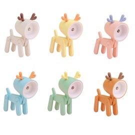 6 PCS Mini Cute Night Light, Creative Cartoon Deer LED Desk Lamp with Phone Holder, Foldable Eye-Caring Study Lamp for Home Office
