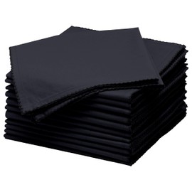 TOSHE Cloth Napkins Set of 6 Washable Cloth Napkins 17x17 inch 100% Cotton Dinner Napkins Black Table Napkins for Hotel, Restaurant, Lunch, Wedding and Parties (6, Black)