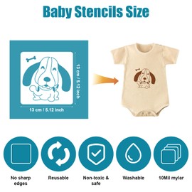 22pcs Baby Shower Stencils, Cute Baby Stencils for Fabric Mixed Animal Pattern Templates Reusable Painting Stencils for Boy Girl Clothes Baby Onesies Shirts