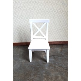 Handley House Dollhouse Chair Kitchen Dining Cross Buck White Finish Wood 1:12 Scale Furniture