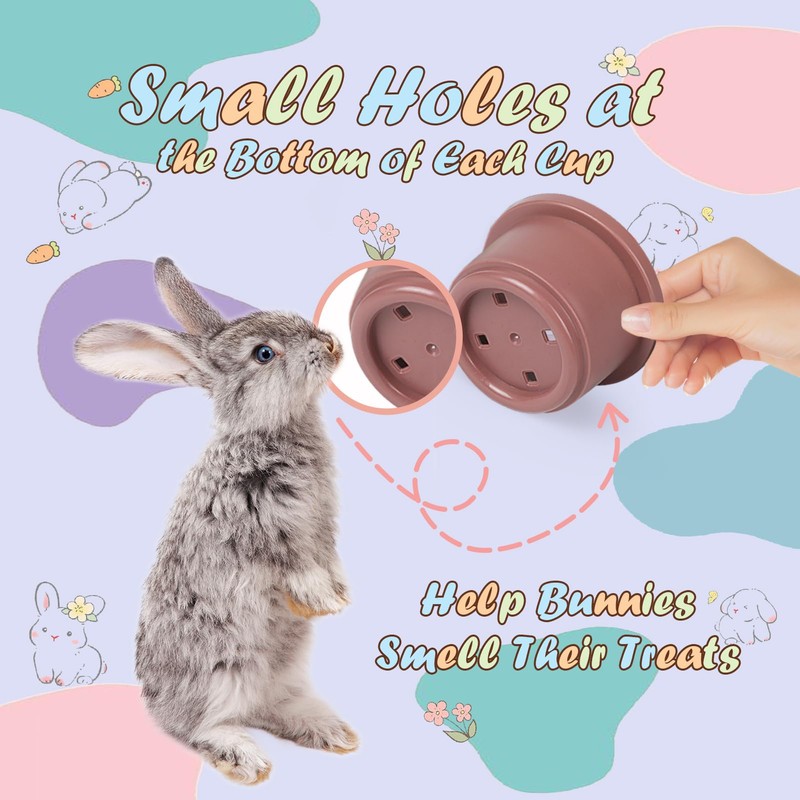 SKYWHALE 8PCS Stacking Cups for Rabbits, Stackable Bunny Toys, Natural