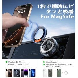 Car Magnet, Hohosb Zinc Alloy, Vacuum Suction Cup & Powerful Magnet for Magsafe, Multi-Angle Freely Adjustable, 360° Rotation Base, MagSafe, For Cars, Gyms, Mirrors, Showers, Mobile Stand, Compatible