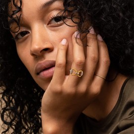 COORWEEL Gold Silver Twisted Statement Paperclip Ring for Women Trendy Two Tone Adjustable Open Ring Holiday Jewelry