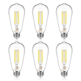 DAYBETTER 6 Pack Vintage LED Edison Bulbs, E26 Led Bulb 60W Equivalent, Dimmable Led Light Bulbs, High Brightness 600LM Warm White 2700K, ST58 Antique Filament Bulbs, Clear Glass Style for Home