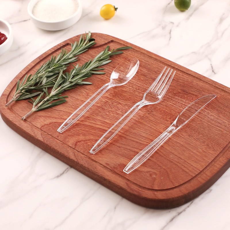 SIUQ 360 Count Heavy Duty Clear Plastic Silverware,Plastic Cutlery Set