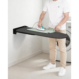 ZOES HOMEWARE Wall-Mounted Ironing Board Cover 13 x 37 inch，Small Iron Board Cover with 10mm Thick Padding, 3 Layers, with Heat-Reflective Non-Stick Smooth Surface, Elastic Edge（Black）