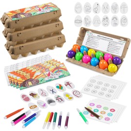 Motionchic 204 Pcs Resurrection Easter Story Color Egg Crafts for Kids 4 Sets Religious Easter DIY Craft Kits Resurrection Color Your Own Easter Eggs Kit Holy Easter Christian Crafts Sunday School