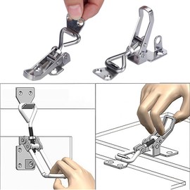 Set of 2 Toggle Latches Stainless Steel Set, Toggle Lever Tensioners, Box Closure, Rustproof, Adjustable Lever Lock, Lockable Box Closure, Cap Lock for Cupboard Door Boxes