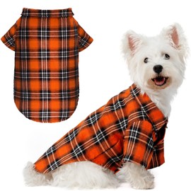 EXPAWLORER - Camisa para perro, suéter de otoño para perro, playera polo transpirable con patrón a cuadros, traje de mascota para perros pequeños, medianos y grandes, cachorros, niños y niñas