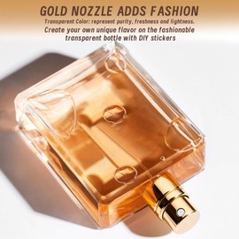 Luxsego Perfume Bottle Atomizers with Funnels, 30 ML Refillable Perfume Spray, Empty Spray Bottle Glass Cologne Atomizers for Travel, Handbag or Date, Storage Bag Included (Transparent Gold)