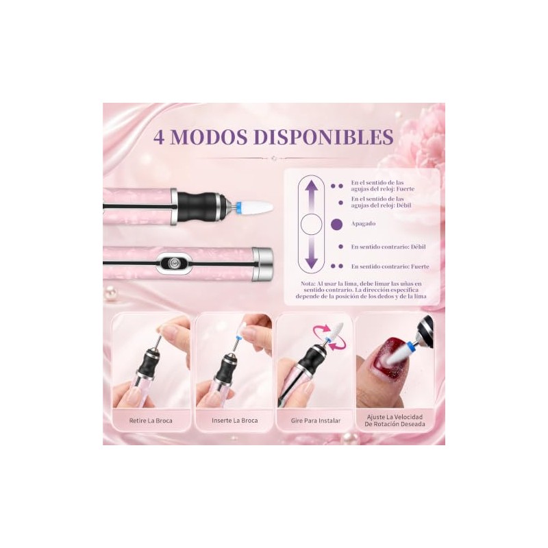 Torno Eléctrico para Uñas,20000 RPM Velocidad Ajustable
