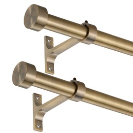 2-Pack Curtain Rod for Windows 48-84",Adjustable Window Curtain Rods with Premium Aluminum End Cap Finials and Full Surround Brackets,7/8"(0.073Feet) Diameter,Antique Bronze Drapery Rods for Curtains