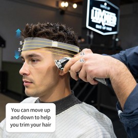 4 Pcs Hair Cutting Kit, Adjustable Trimming Fade Guide, Blend Haircut Positioning Fade Comb, Soft Brush for Hair Residue, Haircut Tools for Men DIY Home Blend Haircut Positioning, Blue Black