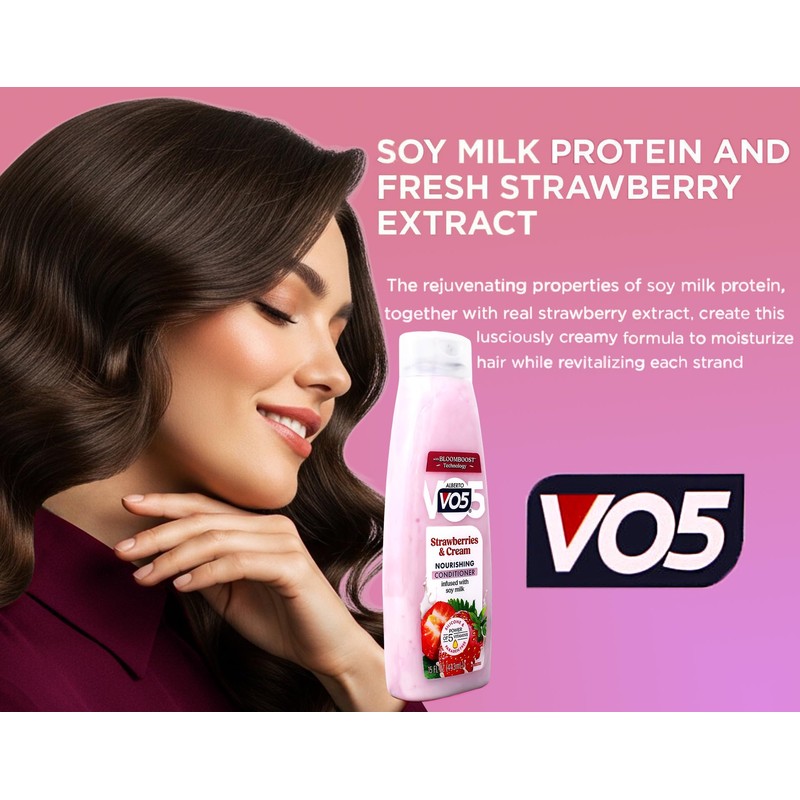 Moisture Milks Conditioner Cream, 12.5 oz, Strawberries by Vo5 (Pack