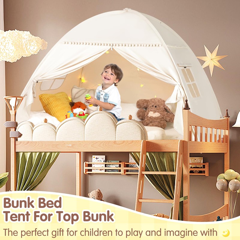 jiangcha Twin Bunk Bed Tent Canopy for Playhouse, Indoor Portable