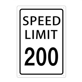 LQNMPPH Speed Limit 200 MPH Sign Slow Down Warning Traffic Driveway Yard Metal Signs 12x8 Inch