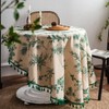 Circle Table Cloth - 150CM Round Tablecloth, Green Pine Branch