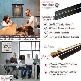 16" Sturdy Magnetic Poster Hanger Frame,Wooden Poster Frame 16x20 16x22 16x24, Solid Teak Wood, Strong Magnets for Easy Hanging Posters, Pictures, Canvas Scroll (16 Inch/40.6cm, Black)