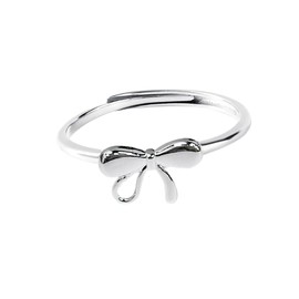 Niaspi Sweet Bow Open Statement Ring for Women Dainty Trendy Adjustable Bowknot Ribbon Wrap Tail Finger Band Rings Stackable Silver Minimalist Promise Engagement Bridal Wedding Cute Jewelry Gifts
