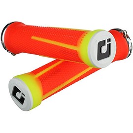 Odi AG-1 Aaron Gwin Grip - Flo Orange/Flo Yellow/Single Locking Lock On Clamp Handle Bar Part Mountain Biking Bike MTB Riding Ride Trail Enduro Downhill Hand Comfort Handlebar Rubber Accessories