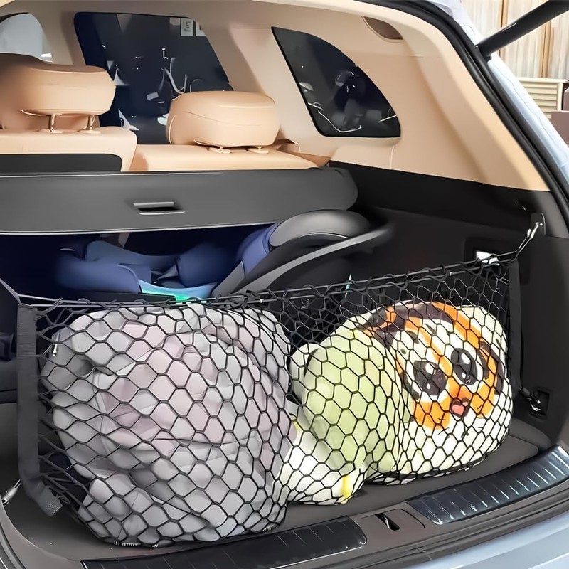 Car Rear Cargo Net, Adjustable Elastic Storage Organizer Net, Trunk