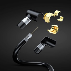 RG6 COAXIAL Cable with 90-Degree Angled Connector - 30ft / Black / 2 Pack - Triple Shielded, Non-Oxygen Copper Cable Wire for TV, Internet & More - Flexible Coax Cable Cord