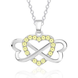 925 Sterling Silver Birthstone Necklace for Women,Infinity Heart Pendant Necklace with Cubic Zirconia and Infinity for Wife, Mom, Girlfriend, Birthday, Anniversary, Valentine's Day Gift