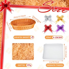 Hestya 2 Set Empty Hamper Baskets for Christmas Make Your Own Hamper Kit DIY Wicker Baskets for Wedding Birthday Shower Christening, 35 x 25 cm