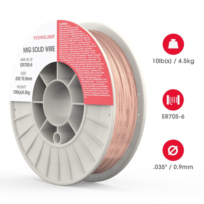 YESWELDER MIG Welding Wire, ER70S-6 Solid Carbon Steel, .035 Inch