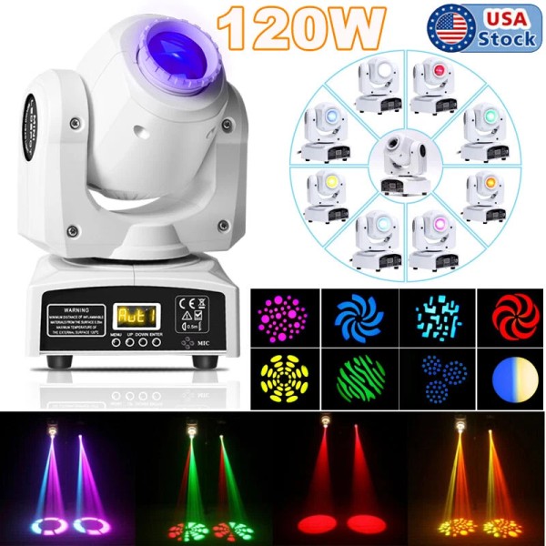UKING 120W LED Moving Head Light RGBW Gobo Beam Stage