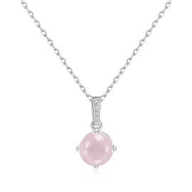 Philip Jones Sterling Silver Rose Quartz Gemstone Necklace with Quote Card