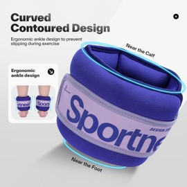 Sportneer Ankle Weights 0.5/1/2/3/5 LBS 1 Pair Wrist Leg Arm Weights for Women Men Kids Child with Adjustable Straps, Strength Weighted for Jogging Running Walking Fitness Gym Workout (Purple, 5 lbs x 2)